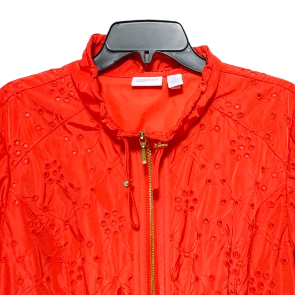 Chico's Zenergy Orange  Amelia All-Over Eyelet Jacket Women's Size Extra Large 3 - Picture 6 of 13